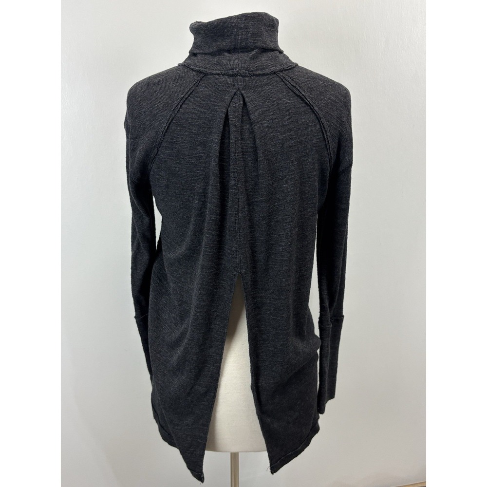 We The Free People Split Back Turtleneck Sweater Small Womens Charcoal Boho